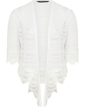 Yours Curve Waterfall Cardigan - White