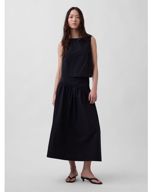 Gap Popeline-Maxirock Mit Drop-Taille - Schwarz