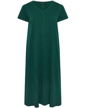 Evans Short Sleeve Slub Jersey Dress - Green