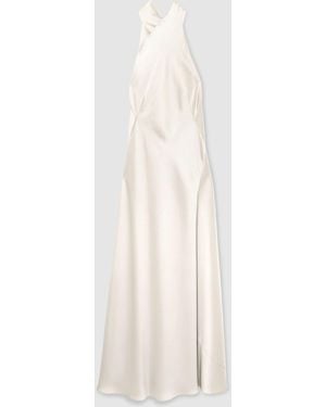 ATELIER Satin High-Neck Open-Back Maxi Dress - White