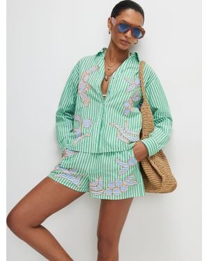 River Island Long Sleeve Striped Embroidered Shirt - Green