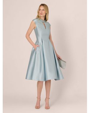Adrianna Papell Key Hole Mikado Dress - Blue