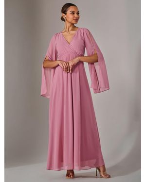 Jolie Moi Chiffon Cap Sleeve Maxi Dress - Pink