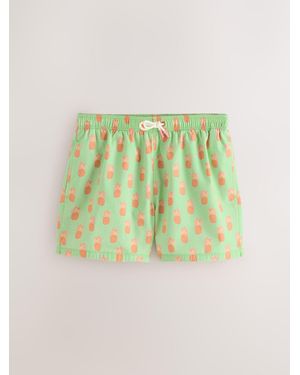 Next Print 5 Inch Swim Shorts With Cotton - Green