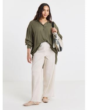 Simply Be Oversized Crinkle Shirt - Natural