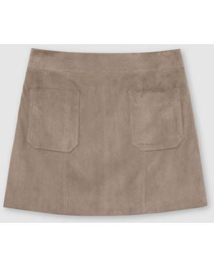 Reiss Suede Patch-Pocket Mini Skirt - Natural
