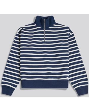 U.S. POLO ASSN. U. S. Polo Assn U. S. Polo Assn Funnel Neck Stripe Sweatshirt - Blue