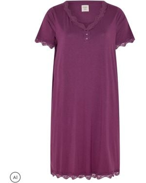 Evans Lace Trim Nightdress - Purple