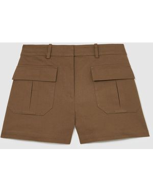 Reiss Britt Cotton Twill Flap-Pocket Shorts With Stretch - Natur