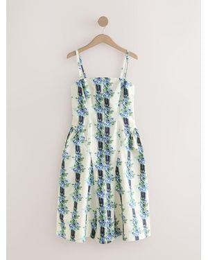 Cath Kidston Strappy Midi 100% Cotton Dress - Blue