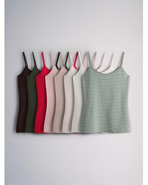 The Set 8 Pack Cami Vests Khaki/ /Neutral//Stripe - Gray