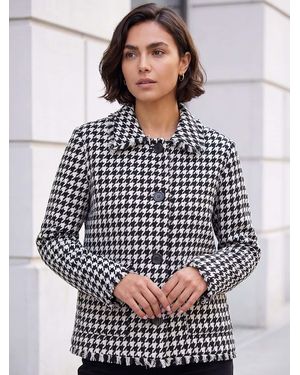 Roman Dogtooth Frayed Jacket - White