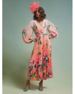 River Island Edwina Long Sleeve Floral Print Midi Dress - Green