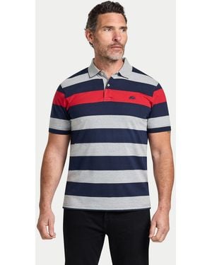 Raging Bull Short Sleeve Contrast Chest Stripe Polo Shirt - Red