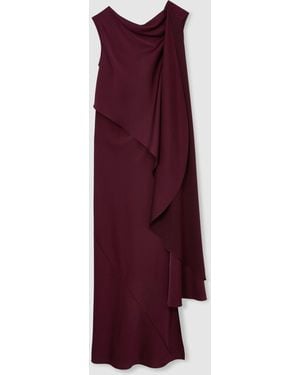 Reiss Winnie Asymmetric Cape-Detail Maxi Dress - Purple