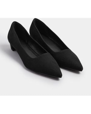 Long Tall Sally Point Block Micro Court Heel Shoes - Black