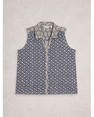 White Stuff Amy Emb Sleeveless Shirt - Gray