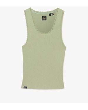 Superdry Vintage Lace Trim Vest - Green