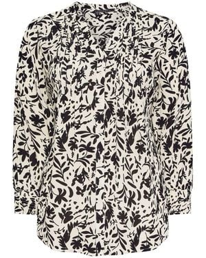 Evans Shirred Cuff Pintuck Shirt - Black