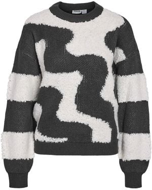 Noisy May O-Neck Knit Sweater - Gray
