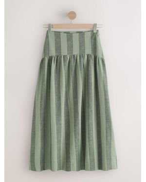 Next Drop Waist Linen Blend Maxi Skirt - Green
