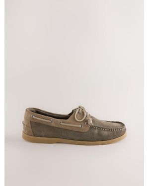 Next Signature Leather Boat Shoes - Natural