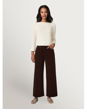 PAIGE Arellia Ankle High Rise Barrel Leg Corduroy Pants - White