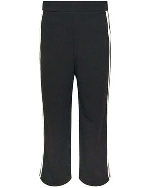 M Com Petite Side Stripe Wide Leg Pants - Black