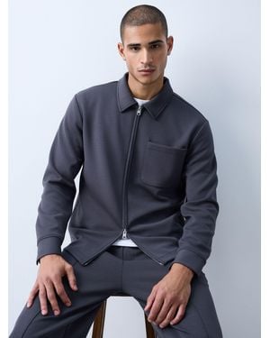 Next Slate N. Premium Modal Blend Jersey Shacket - Blue
