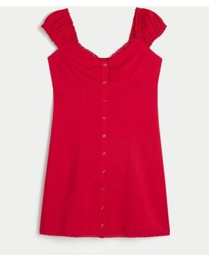 Hollister Button Through Mini Dress - Red