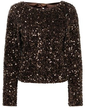 ONLY Sequin Bow Open Back Top - Black