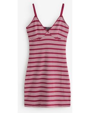 Superdry V-Neck Striped Mini Dress - Red