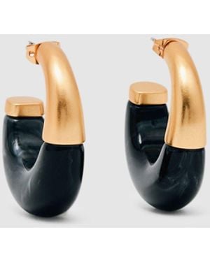 Reiss Samira - Gold Tone Samira Scoop Enamel Hoop Earrings, One - Metallic