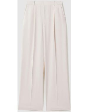 Reiss Eden Elasticated-Waist Wide-Leg Twill Pants - White