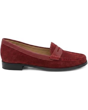 Jones Bootmaker Suede Regular Fit Tamsyn Smart Leather Penny Loafers - Red