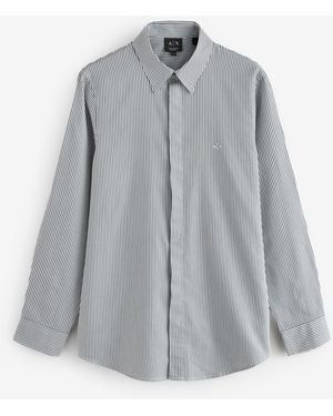 Armani Exchange Regular Fit Striped Shirt - Gray