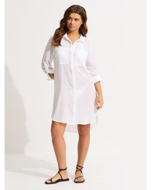 Seafolly Basics Crinkle Twill Beach Shirt - White