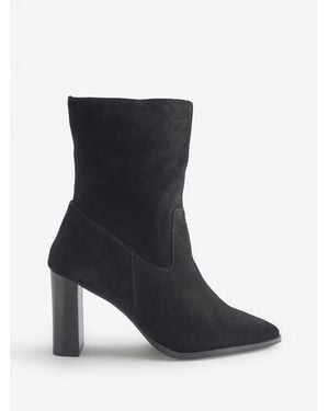 River Island Suede Heeled Ankle Boots - Black