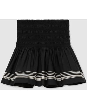 Reiss Cotton Stripe-Detail Mini Skirt - Black