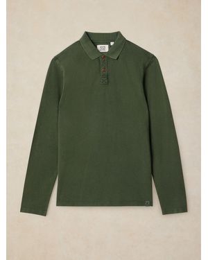 White Stuff Long Sleeve Utility Polo Shirt - Green