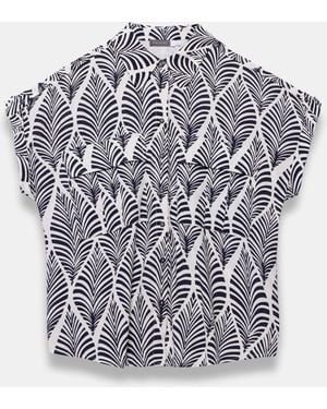Mint Velvet Leaf Print Resort Shirt - Gray