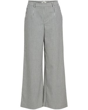Object Stripe Wide Leg Stretch Waist Trouser - Gray