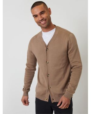 Threadbare Light Cotton Blend Knitted Cardigan - Natural