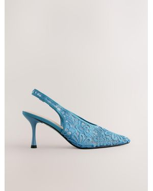 Next Forever Comfort Lace Point Toe Slingback Heels - Blue