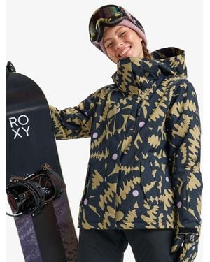Roxy Fennel Seed Big Flower Print Jetty Technical Ski Jacket - Black