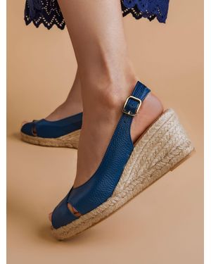 Jones Bootmaker Jones Bootmaker Raquelle Leather Heeled Espadrilles - Blue