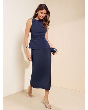 Friends Like These 2 In1 Manipulated Satin Midi Dress - Blue