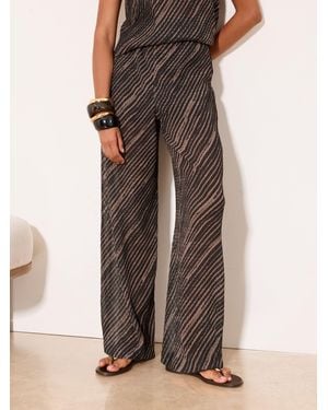 Lipsy Plisse Textured Wide Leg Pants - Brown