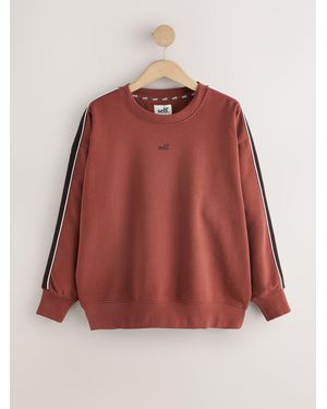 Self Rust Side Stripe Sweatshirt - Red