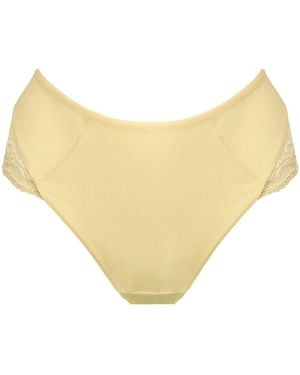 Pour Moi Love To Lounge Lace And Modal Rib Midi Knickers - Yellow